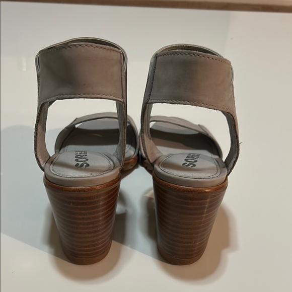 Sorel Womens Nadia Sandals Size 7 Dove Gray Leather  Chunky Heel - Picture 5 of 10